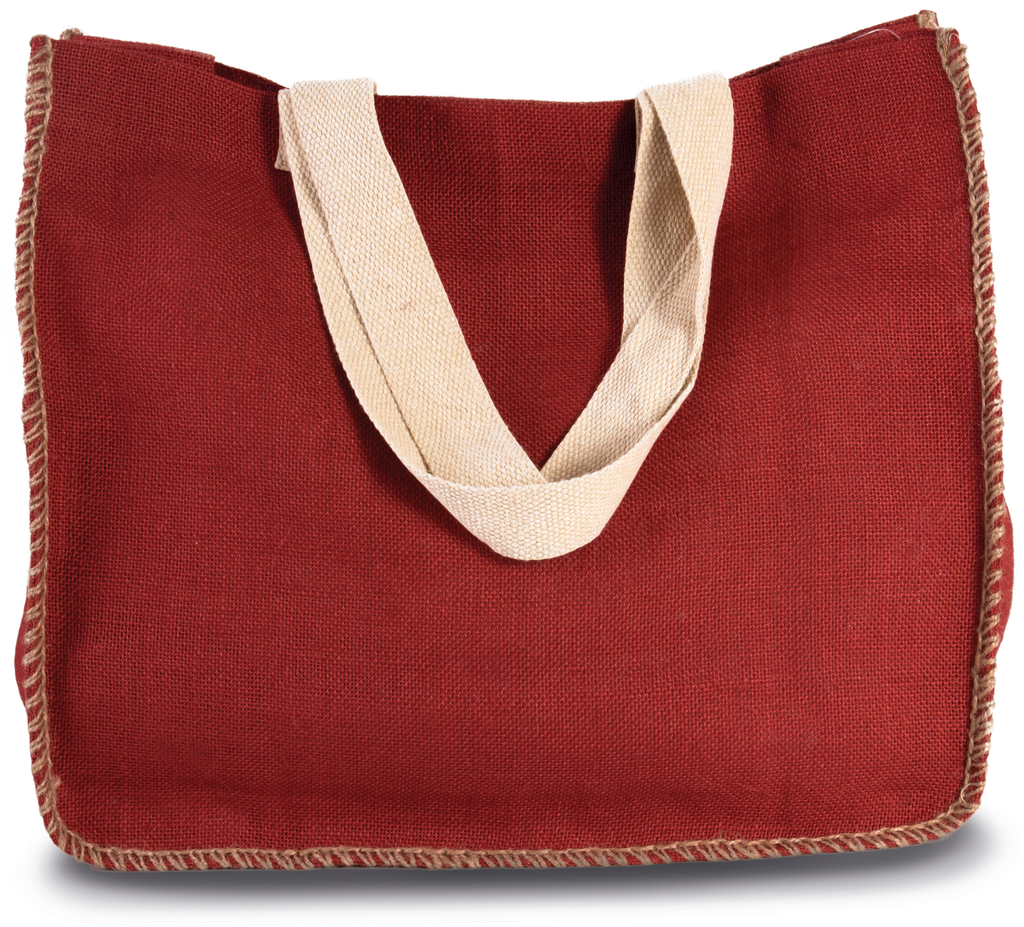 Kimood Sac en jute avec coutures contrastées Arandano Red / Natural (KI0248)