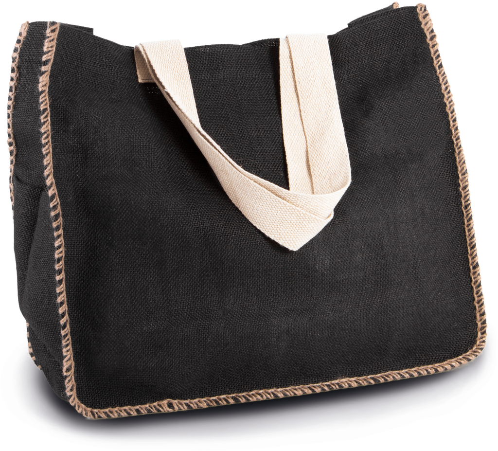 Kimood Sac en jute avec coutures contrastées Black / Natural (KI0248)