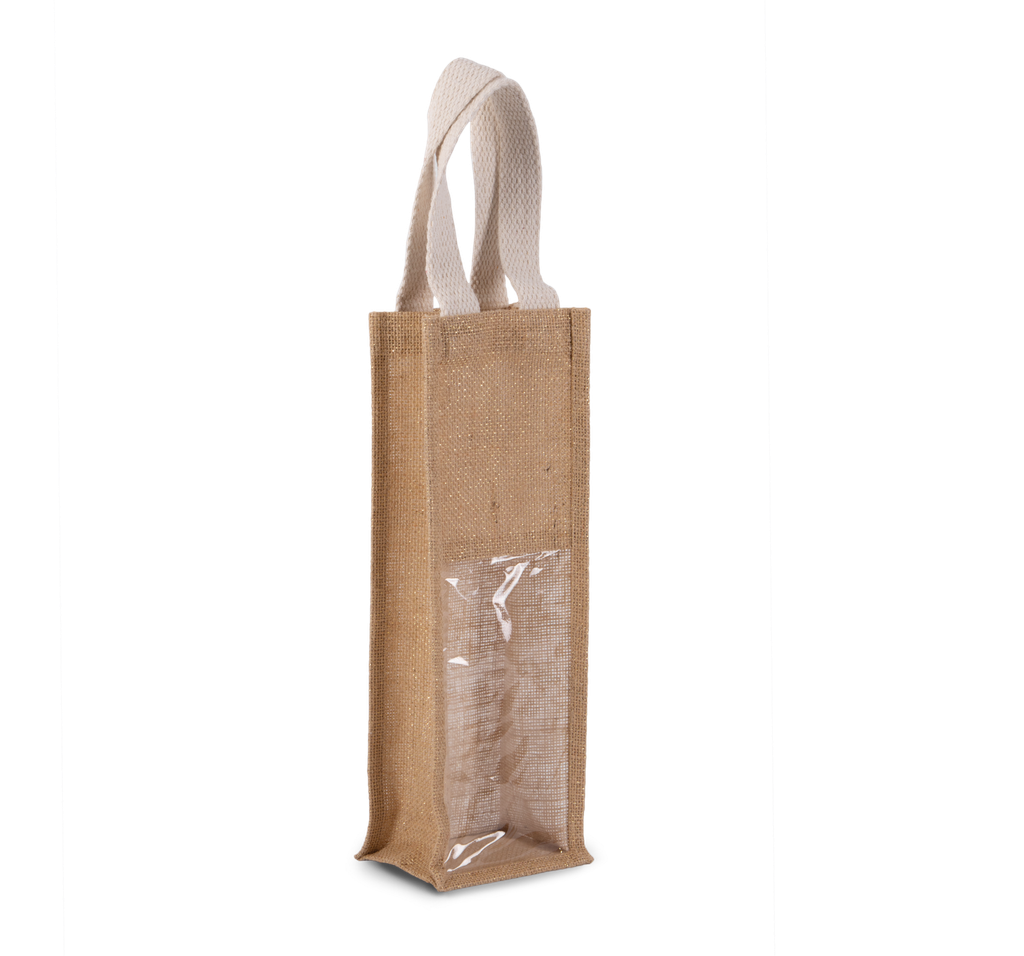 Kimood Sac porte-bouteille en jute Natural / Gold (KI0267)