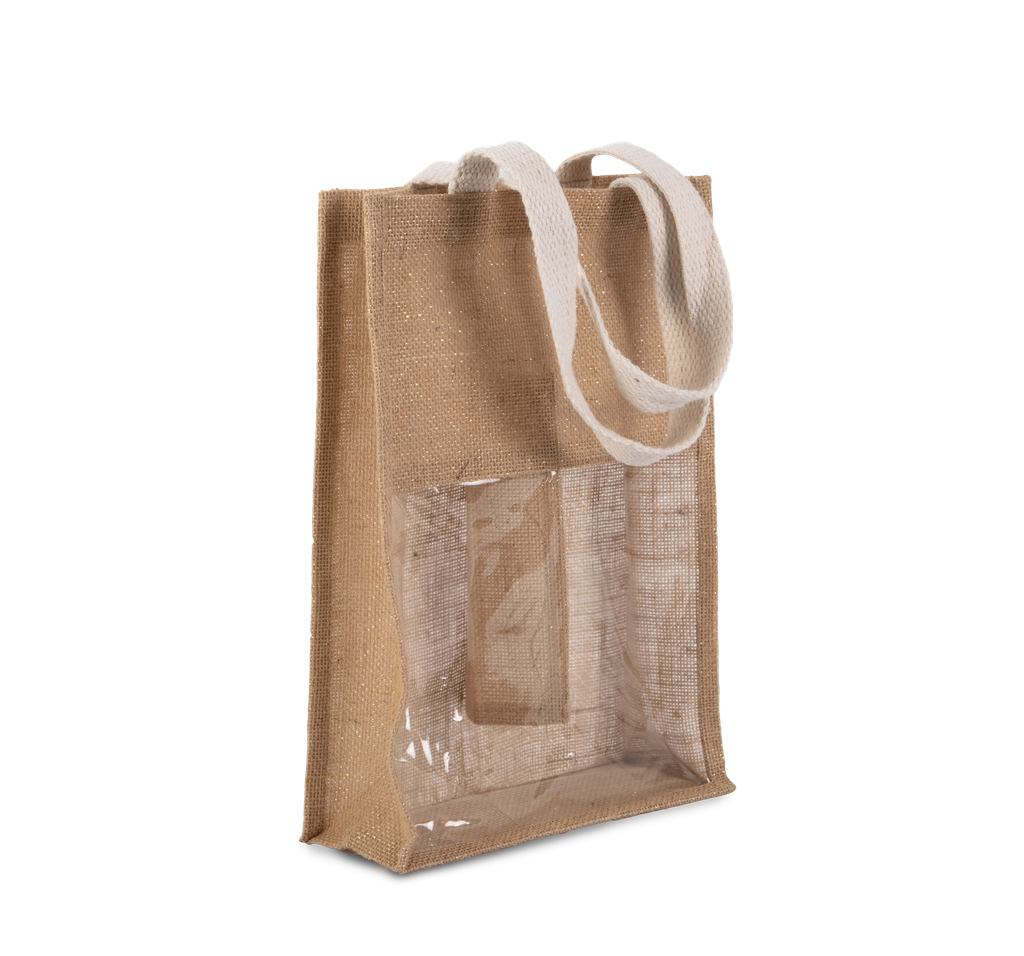 Kimood Sac porte-bouteilles en jute Natural / Gold (KI0268)