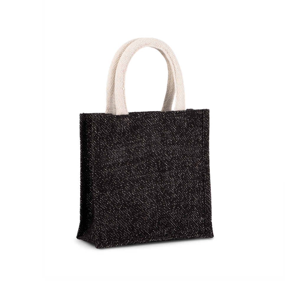 Kimood Sac style cabas en toile de jute - petit modèle Black / Silver (KI0272)