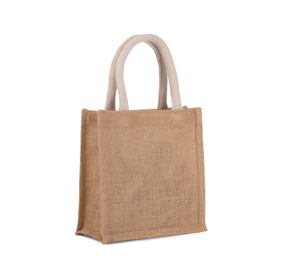 Kimood Sac style cabas en toile de jute - petit modèle Natural / Gold (KI0272)