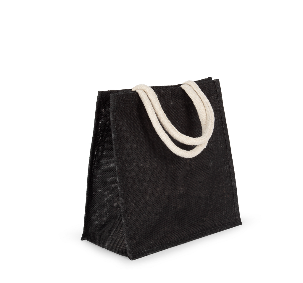 Kimood Sac style cabas en toile de jute - grand modèle Black (KI0274)