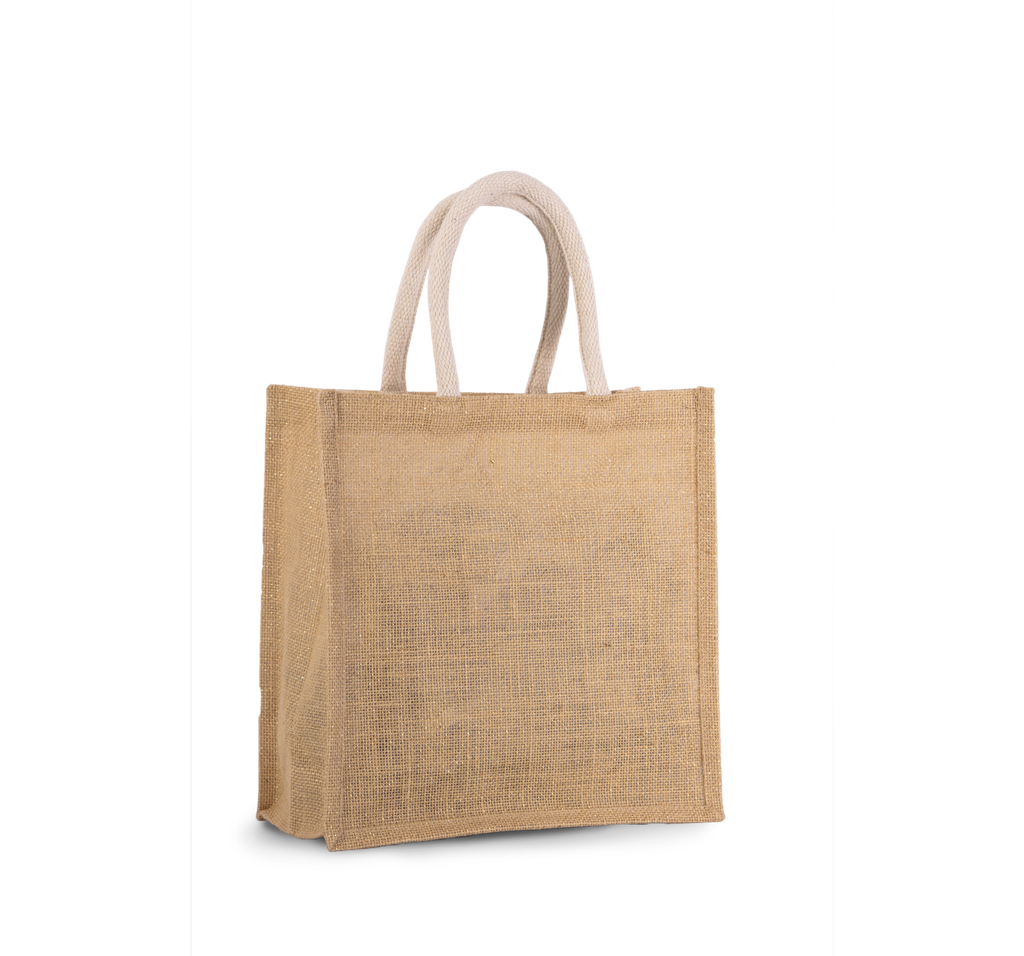 Kimood Sac style cabas en toile de jute - grand modèle Natural / Gold (KI0274)