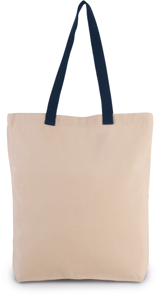 Kimood Sac shopping à soufflet avec poignées contrastées Natural / Navy (KI0278)