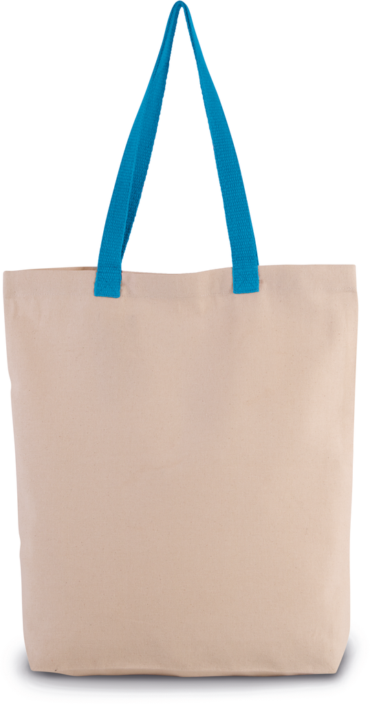 Kimood Sac shopping à soufflet avec poignées contrastées Natural / Surf Blue (KI0278)
