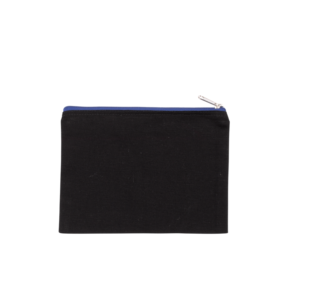 Kimood Pochette en coton canvas - modèle moyen Black / Royal Blue (KI0721)