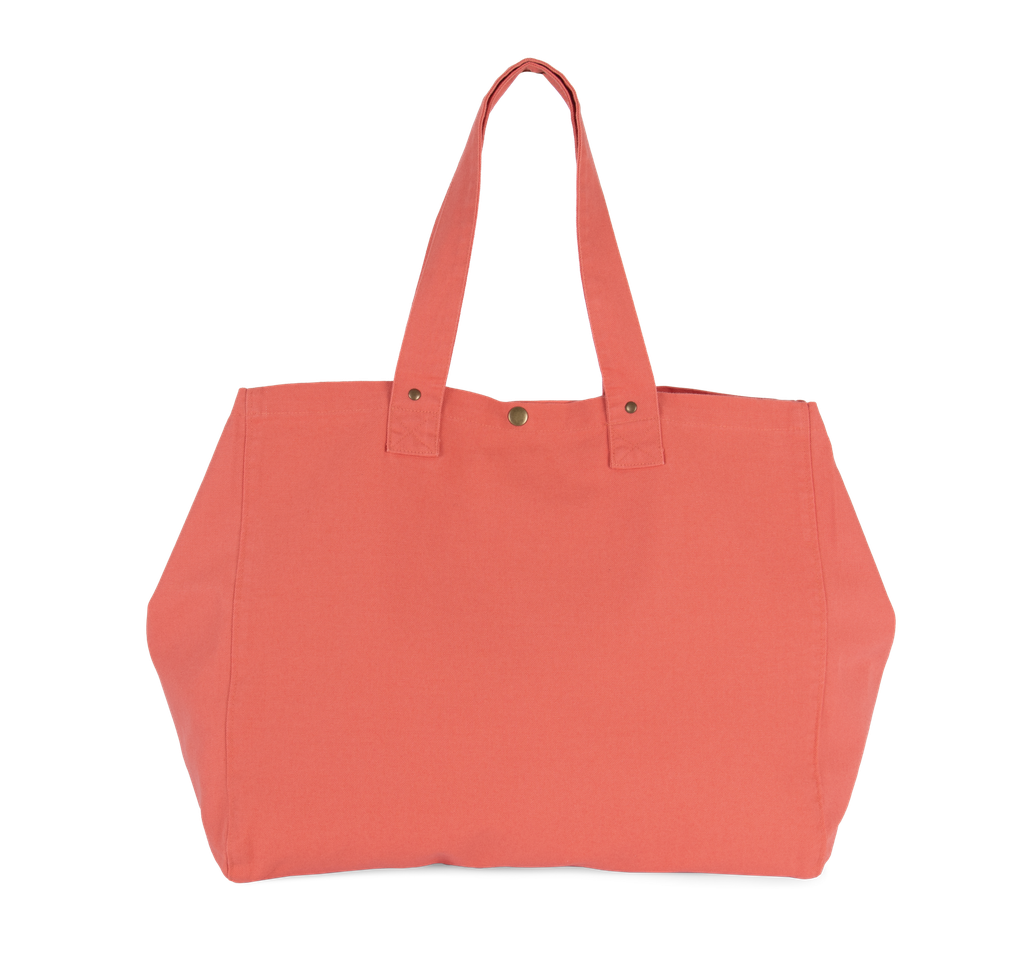 Kimood Sac de shopping en coton délavé Washed Coral Pink (KI3208)