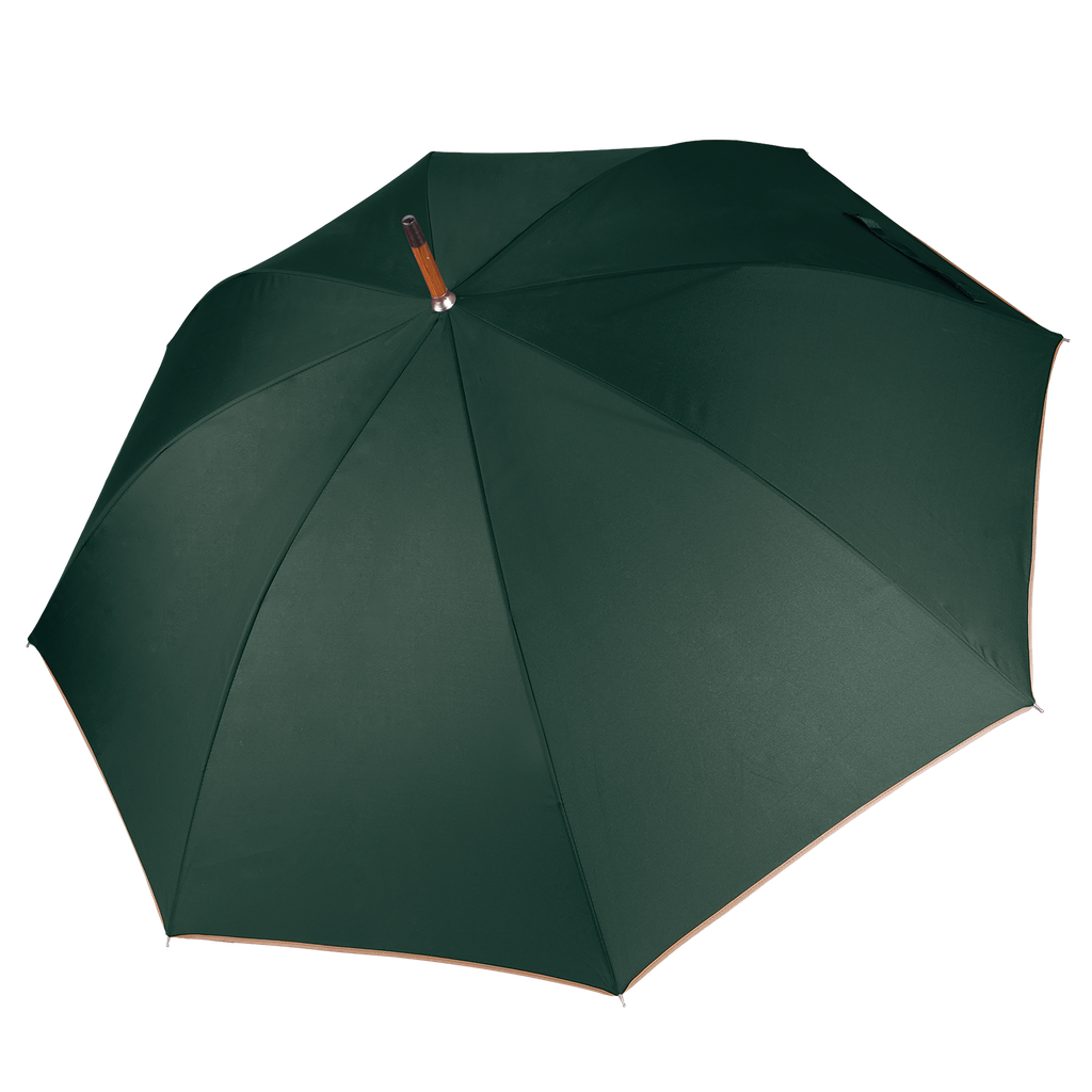 Kimood Parapluie mât en bois Bottle Green / Beige (KI2020)