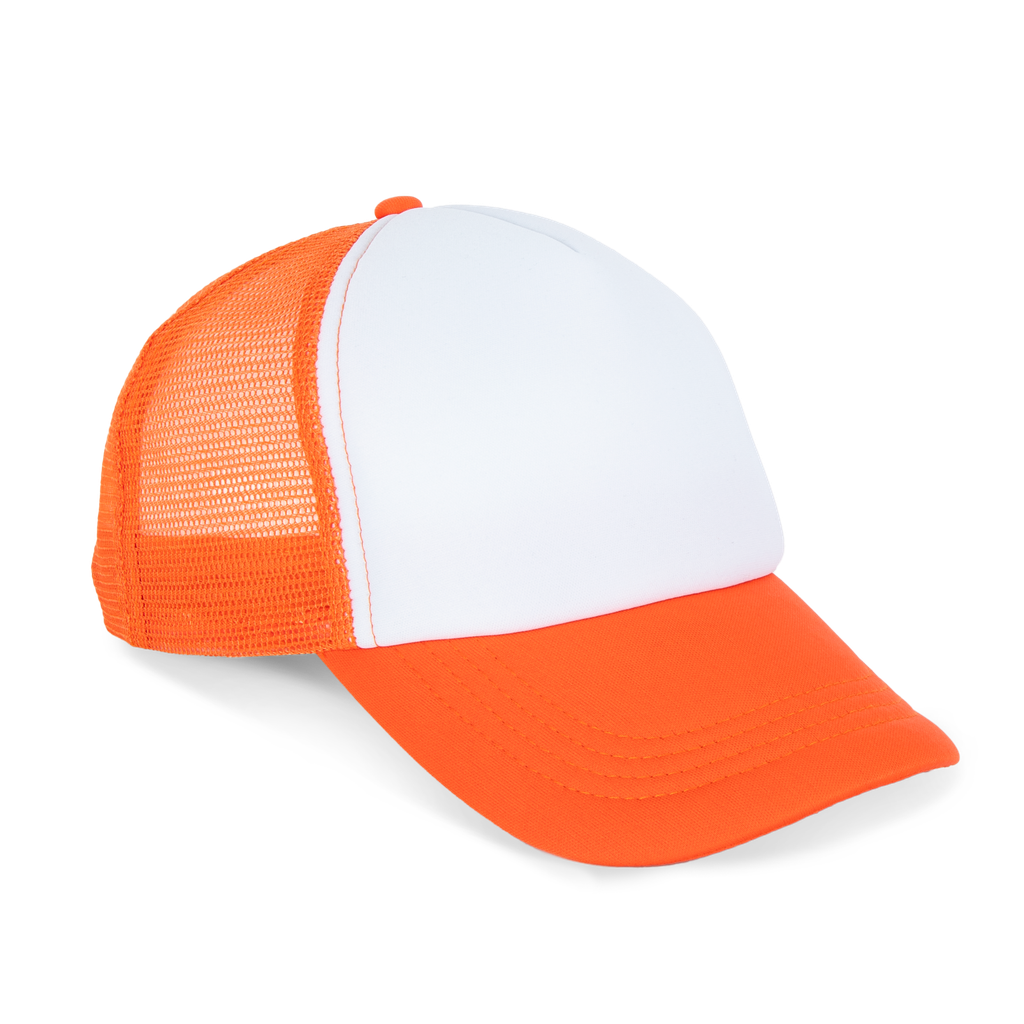 K-up Casquette trucker - 5 panneaux White / Vermillon Orange (KP111)