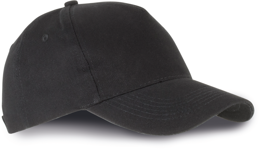 [KP135_60383_60382] K-up Casquette 5 panneaux en coton bio Black (KP135)
