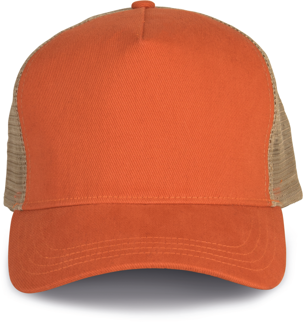 K-up Casquette trucker - 5 panneaux Rustic Orange / Beige (KP137)