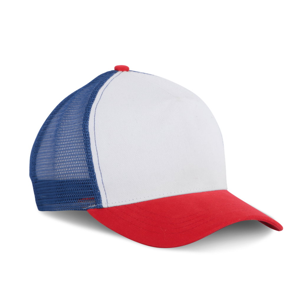 K-up Casquette trucker - 5 panneaux White/French red/Reflex blue (KP137)