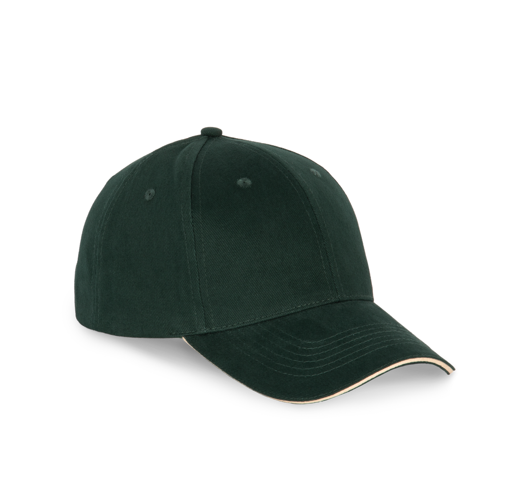 K-up Casquette sandwich contrasté - 6 panneaux Forest Green / Beige (KP185)