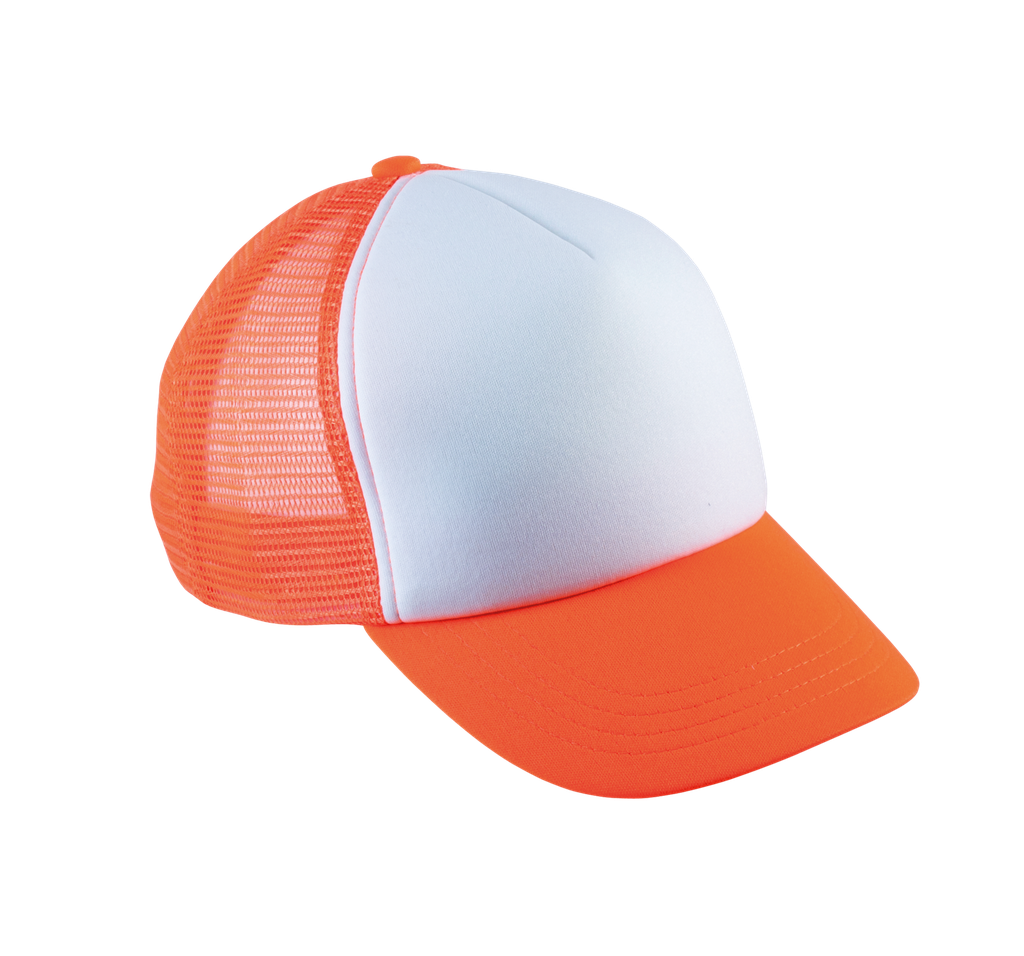 K-up Casquette trucker enfant - 5 panneaux White / Fluorescent Orange (KP143)