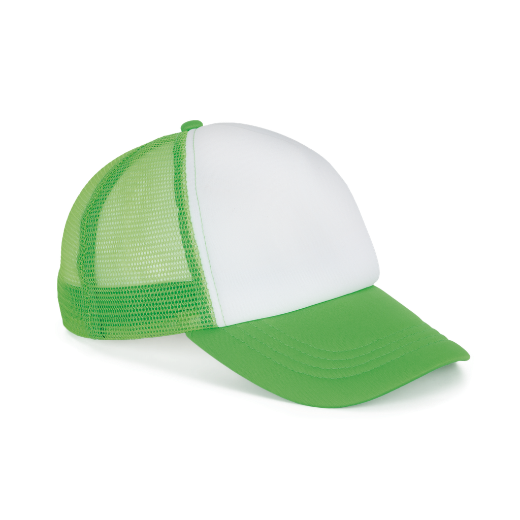 K-up Casquette trucker enfant - 5 panneaux White / Green Flash (KP143)