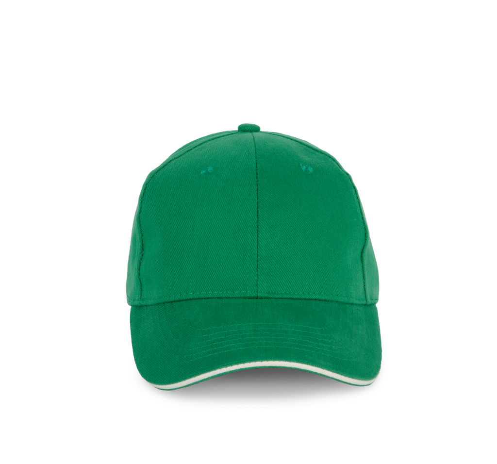 K-up Casquette en coton biologique à sandwich contrasté - 6 panneaux Green Field / Ivory (KP198)