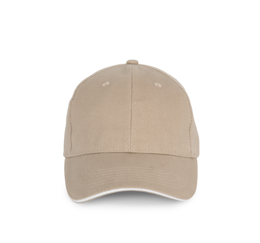 K-up Casquette en coton biologique à sandwich contrasté - 6 panneaux Wet Sand / White (KP198)