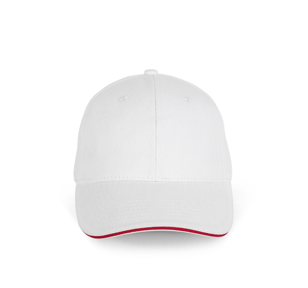K-up Casquette en coton biologique à sandwich contrasté - 6 panneaux White / Hibiscus Red (KP198)