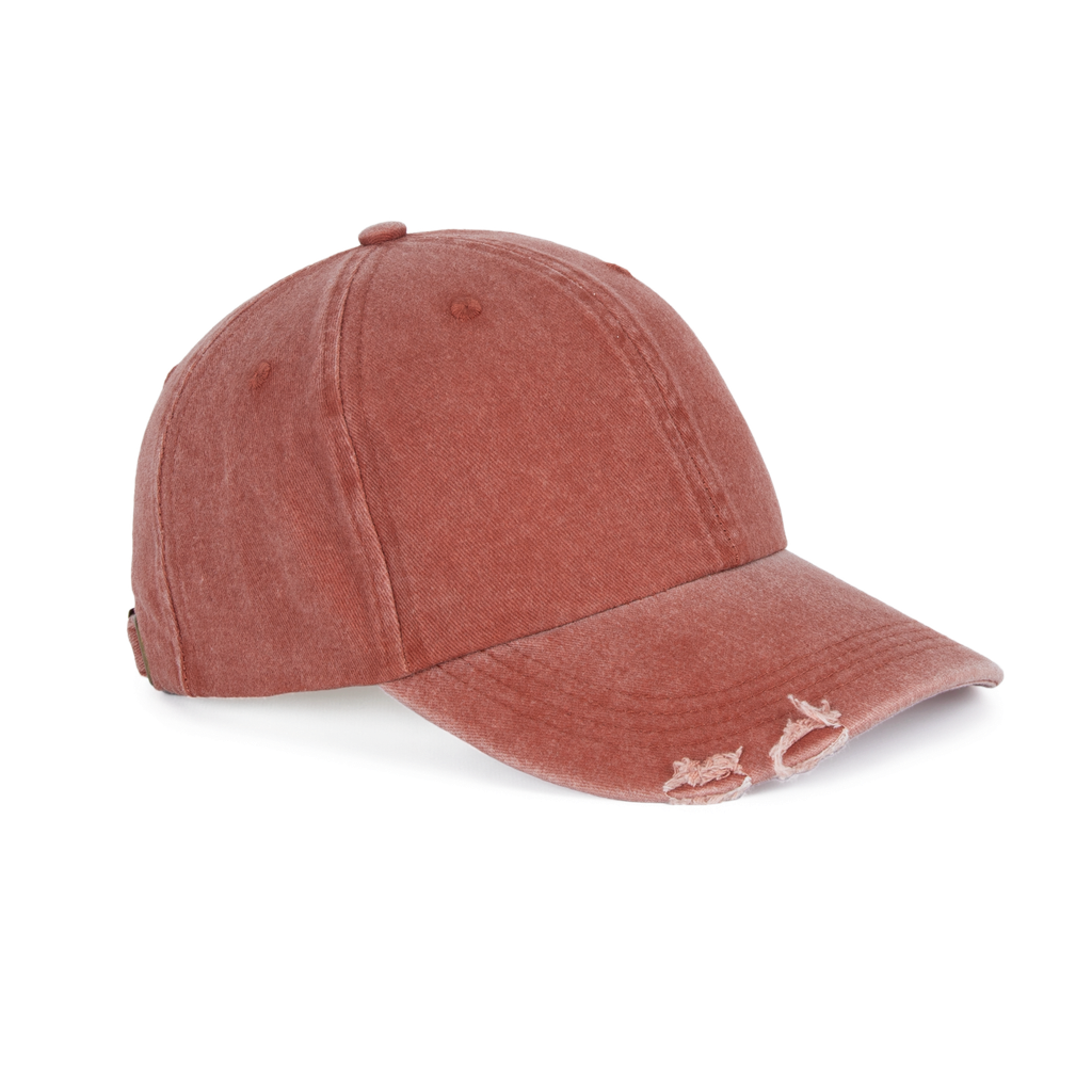 K-up Casquette vintage effet déchiré - 6 panneaux Washed Orange Brick (KP235)
