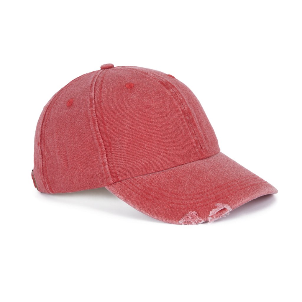 K-up Casquette vintage effet déchiré - 6 panneaux Washed Red (KP235)