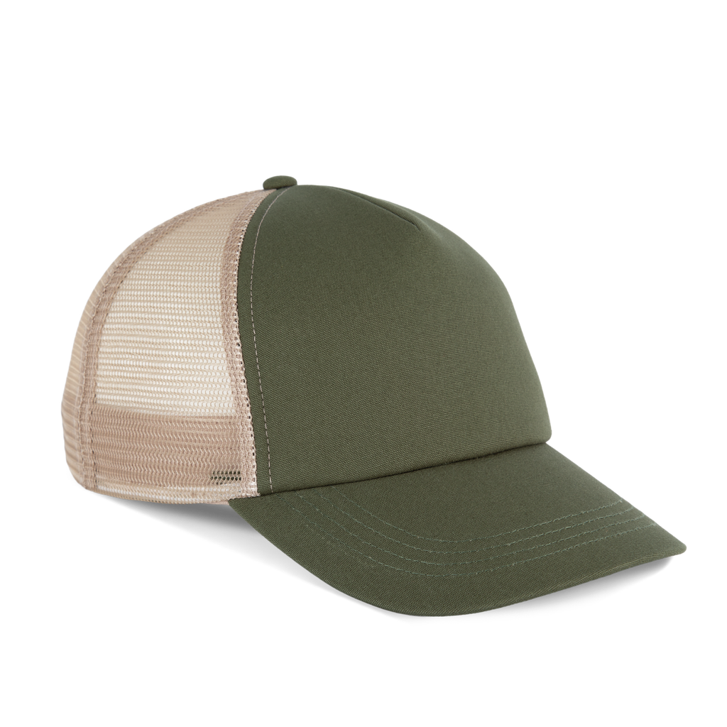 K-up Casquette trucker 5 panneaux en coton canvas - K-up Gold Label Clover Green / Beige Sand (KP240)