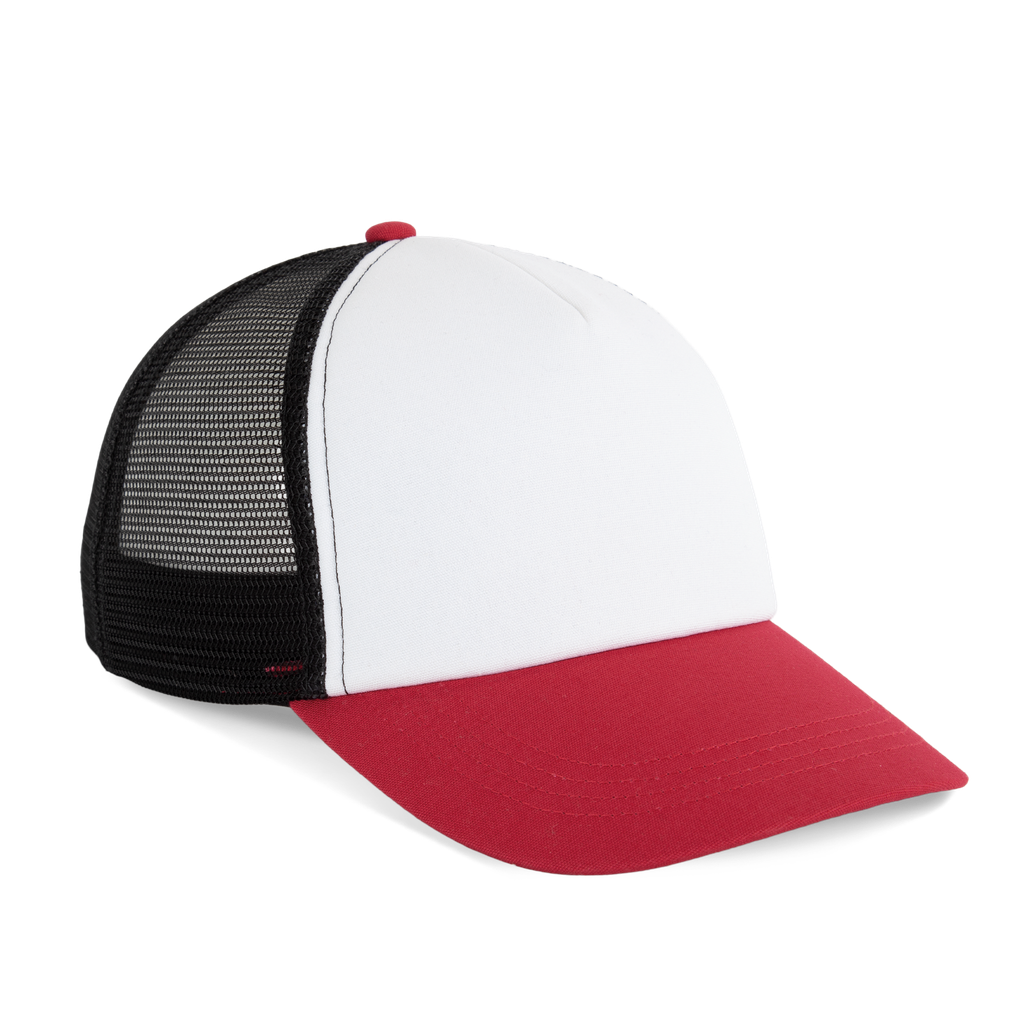 K-up Casquette trucker 5 panneaux en coton canvas - K-up Gold Label White / Light Scarlet Red / Black (KP240)