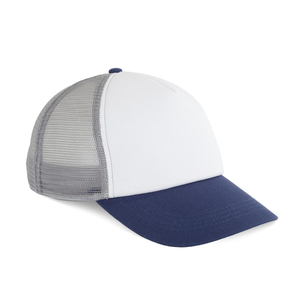 K-up Casquette trucker 5 panneaux en coton canvas - K-up Gold Label White / Mood Indigo / Frost Grey (KP240)