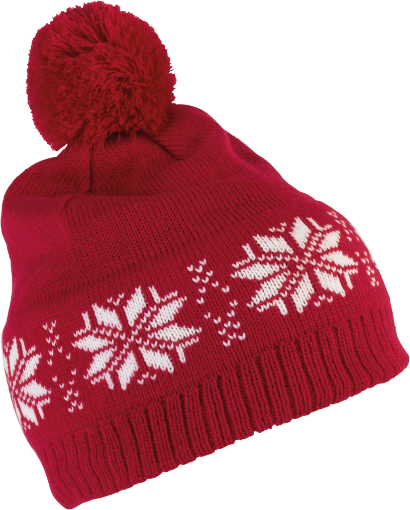 K-up Bonnet de Noël tricoté motif étoiles Cherry Red (KP540)