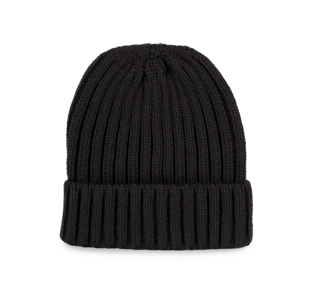 K-up Bonnet à double côte et revers Black (KP953)