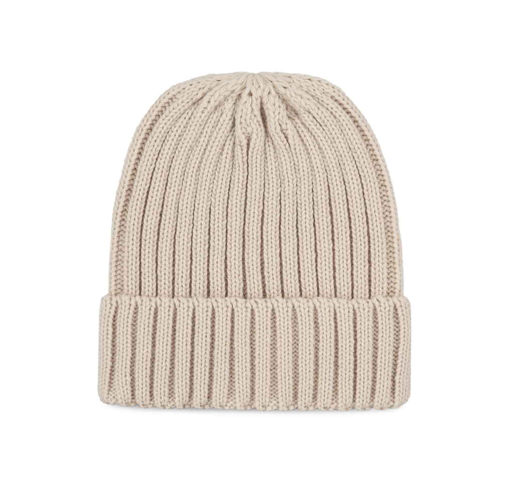 K-up Bonnet à double côte et revers Light Sand (KP953)