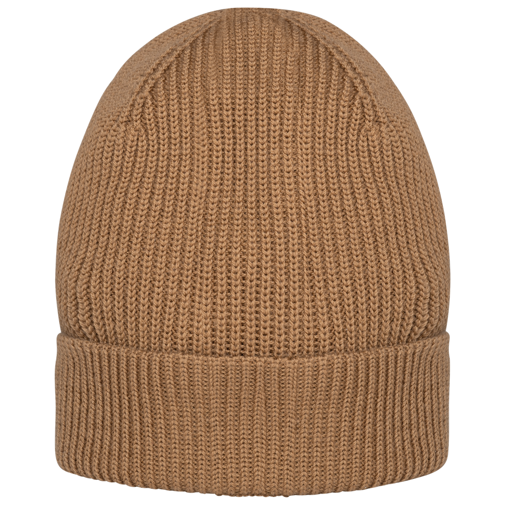 Native Spirit Bonnet écoresponsable en laine mérinos unisexe Dark camel (NS015)