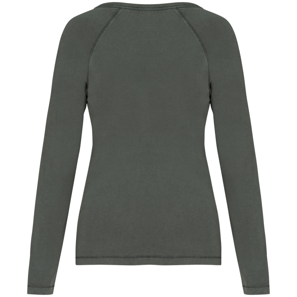 Native Spirit T-shirt écoresponsable raglan manches longues femme Washed Organic Khaki (NS339)