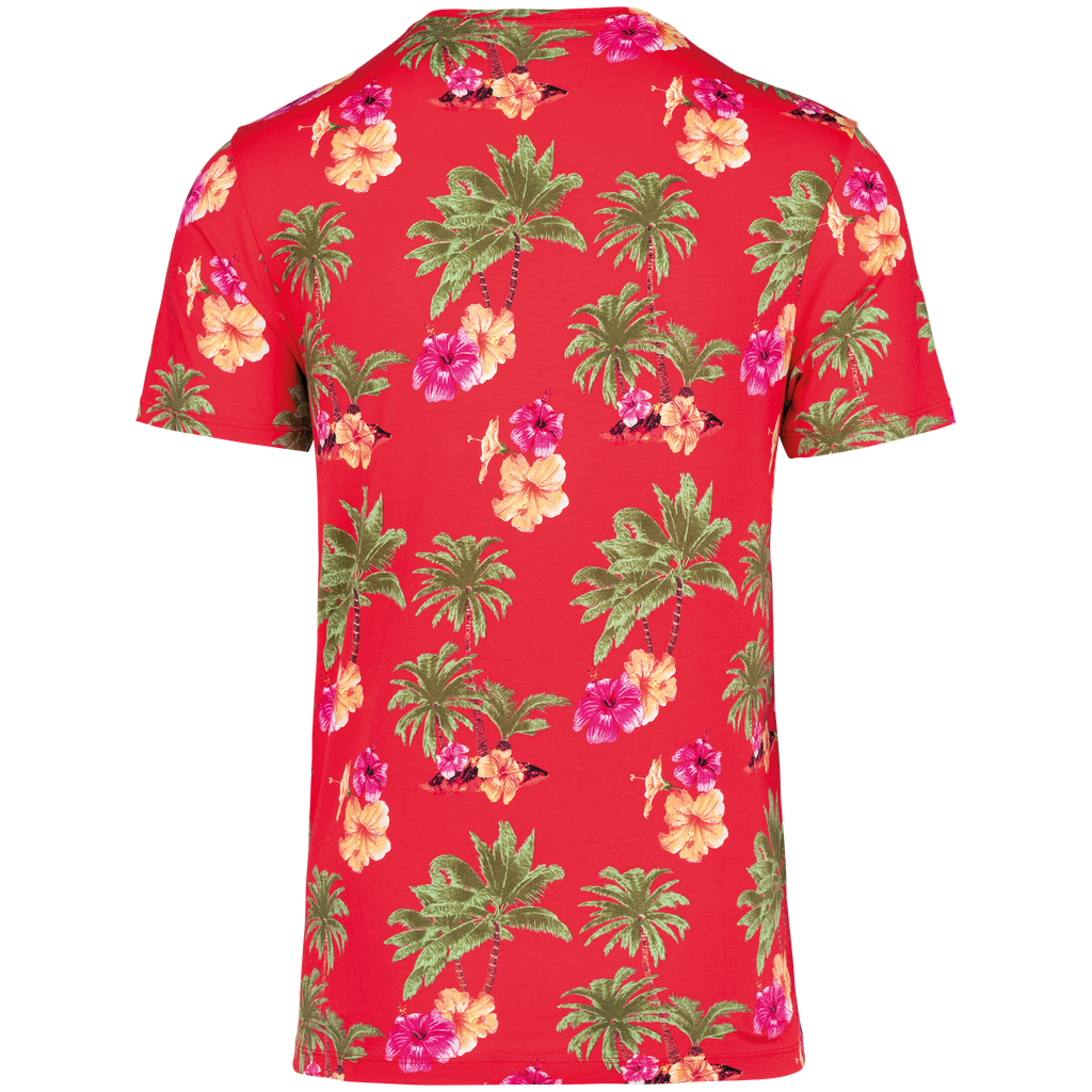Native Spirit T-shirt écoresponsable imprimé tropical homme Red Hawaiian (NS350)