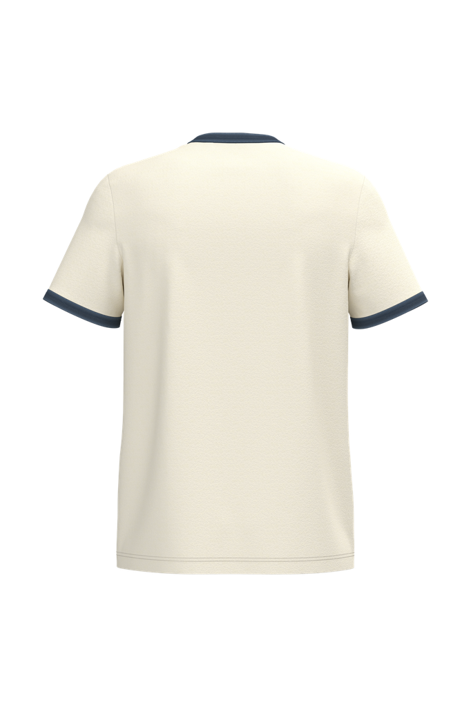 Native Spirit T-shirt ringer écoresponsable à bords contrastés effet délavé homme Ivory / Washed Navy Blue (NS360)