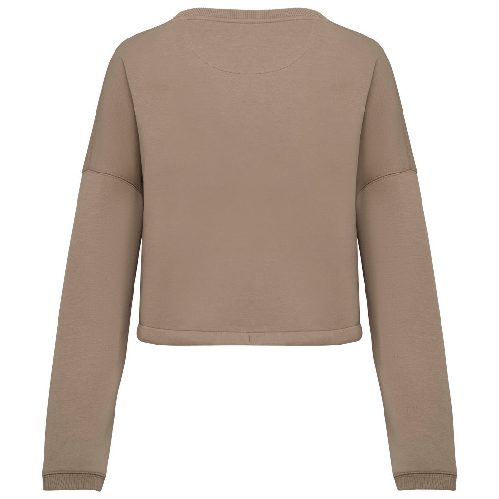 Native Spirit Sweat-shirt écoresponsable à col rond oversize crop femme Wet Sand (NS429)