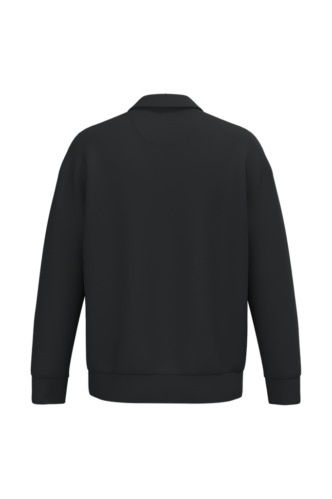 Native Spirit Sweat-shirt écoresponsable quart zip col polo à épaules tombantes unisexe Black (NS432)