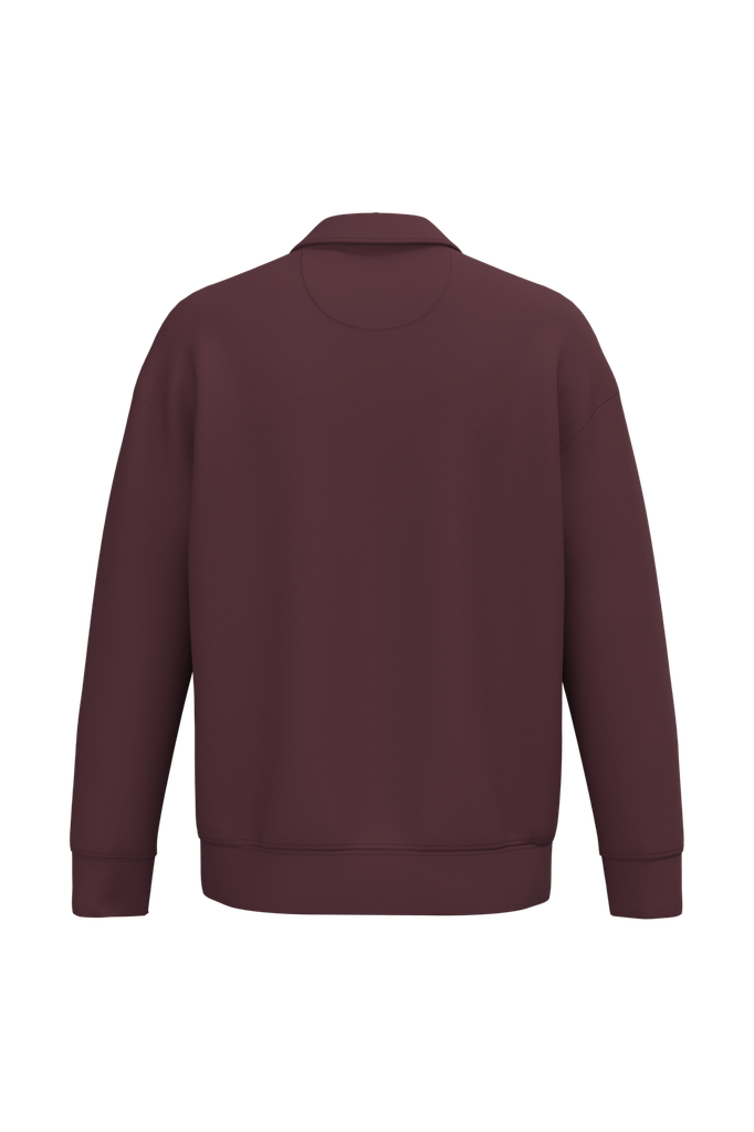 Native Spirit Sweat-shirt écoresponsable quart zip col polo à épaules tombantes unisexe Dark Cherry (NS432)