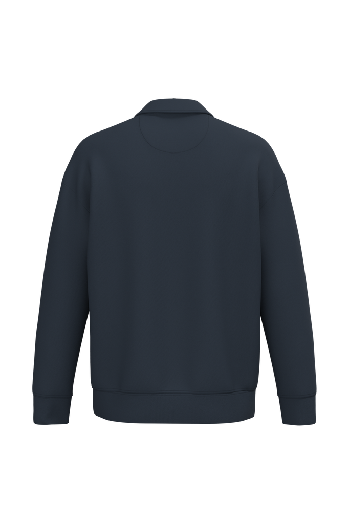 Native Spirit Sweat-shirt écoresponsable quart zip col polo à épaules tombantes unisexe Navy Blue (NS432)