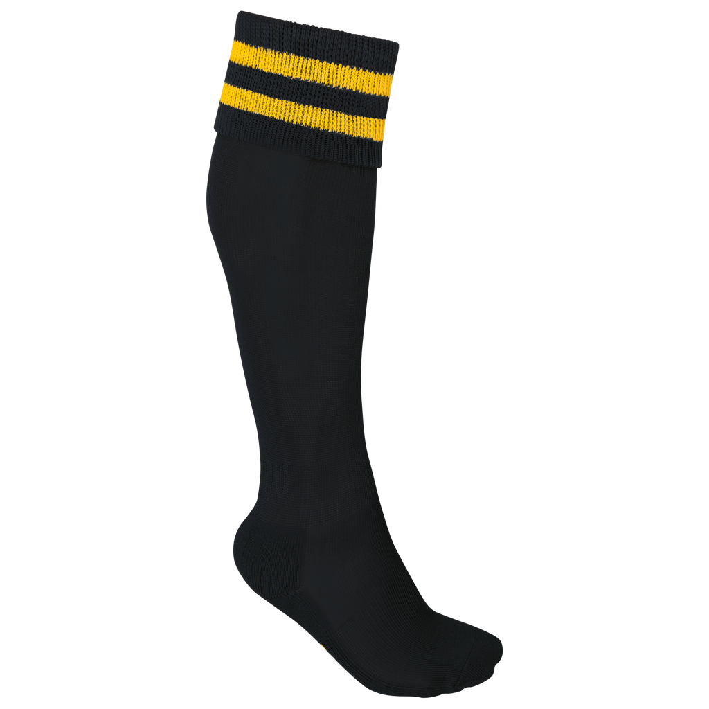 PROACT® Chaussettes de sport rayées unisexe Black / Sporty Yellow (PA015)