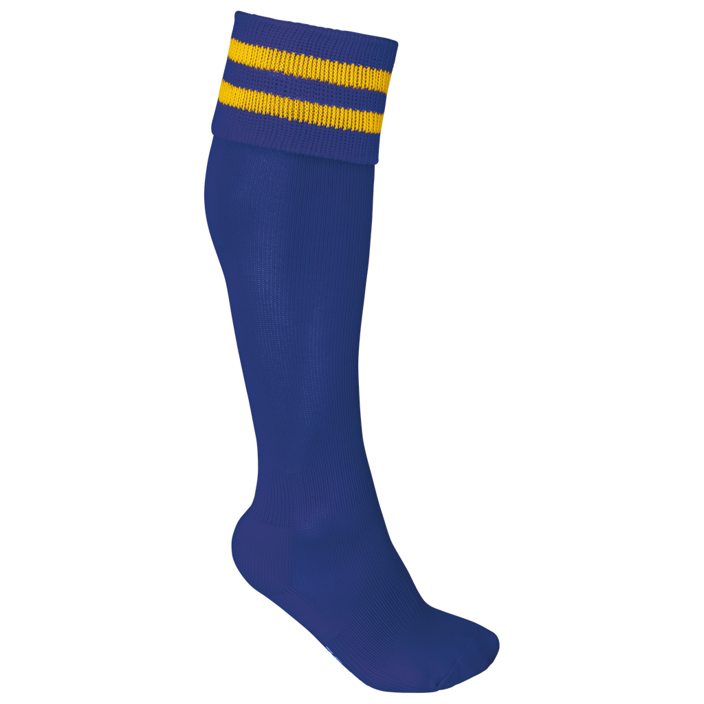 PROACT® Chaussettes de sport rayées unisexe Dark royal blue/Sporty yellow (PA015)