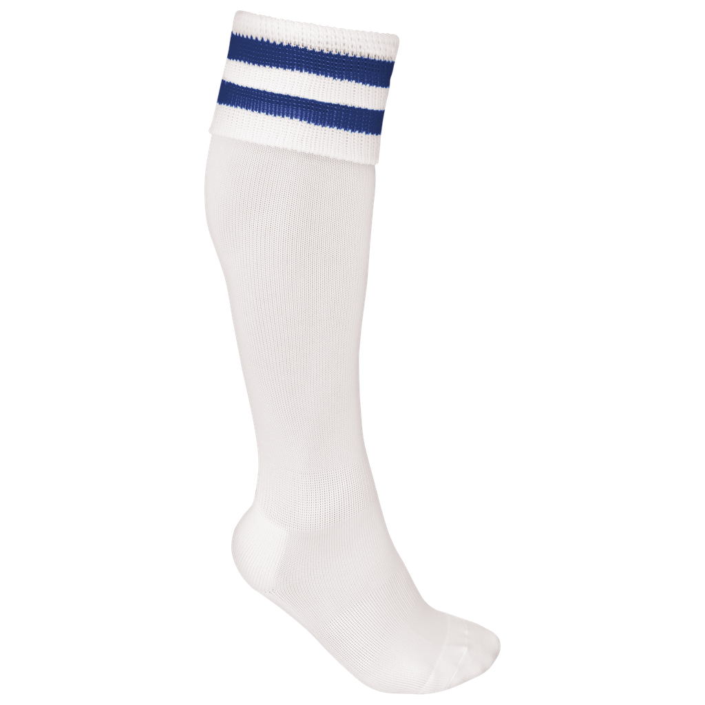 PROACT® Chaussettes de sport rayées unisexe White / Dark Royal Blue (PA015)