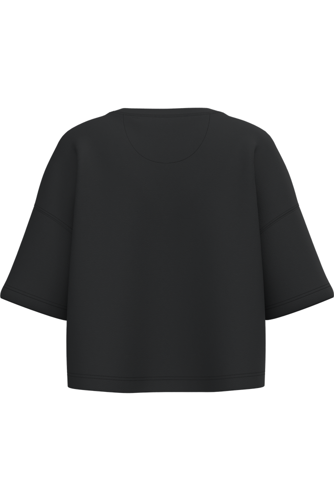 PROACT® Sweat-shirt crop à manches courtes col rond femme Black (PA394)