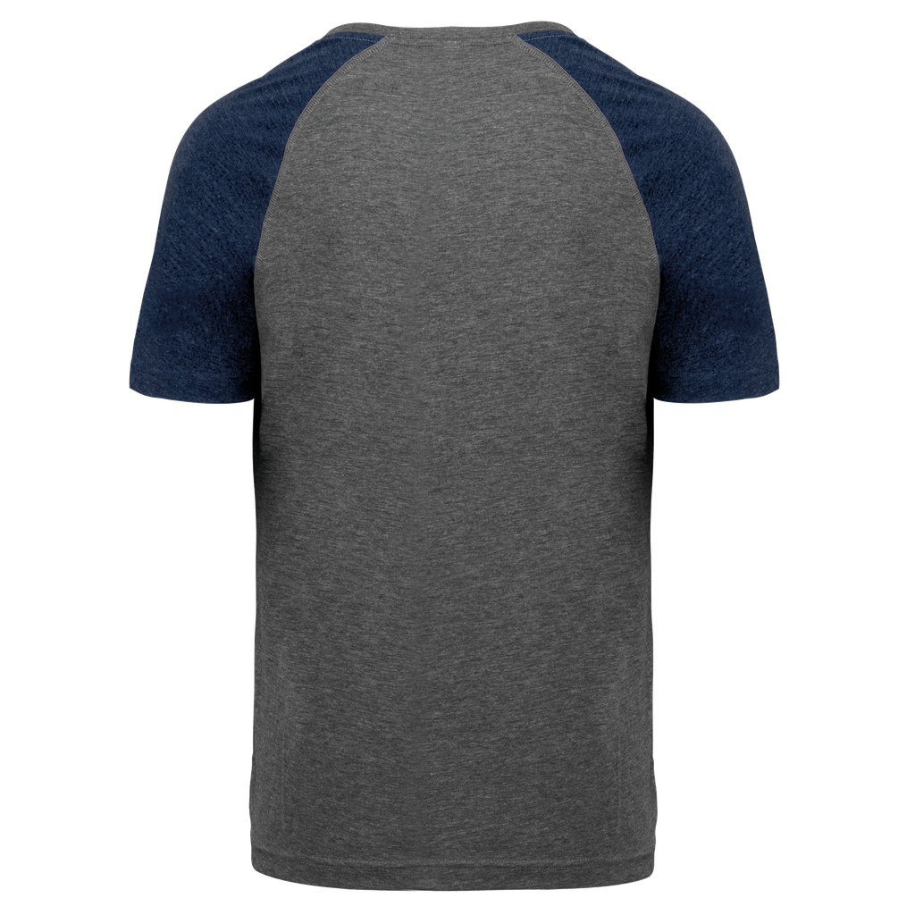 PROACT® T-shirt triblend bicolore sport manches courtes unisexe Grey Heather / Sporty Navy Heather (PA4010)