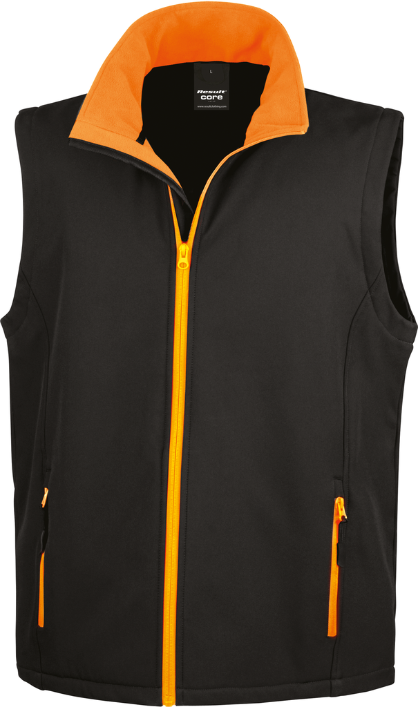 Result Bodywarmer Softshell Homme Printable Black / Orange (R232M)