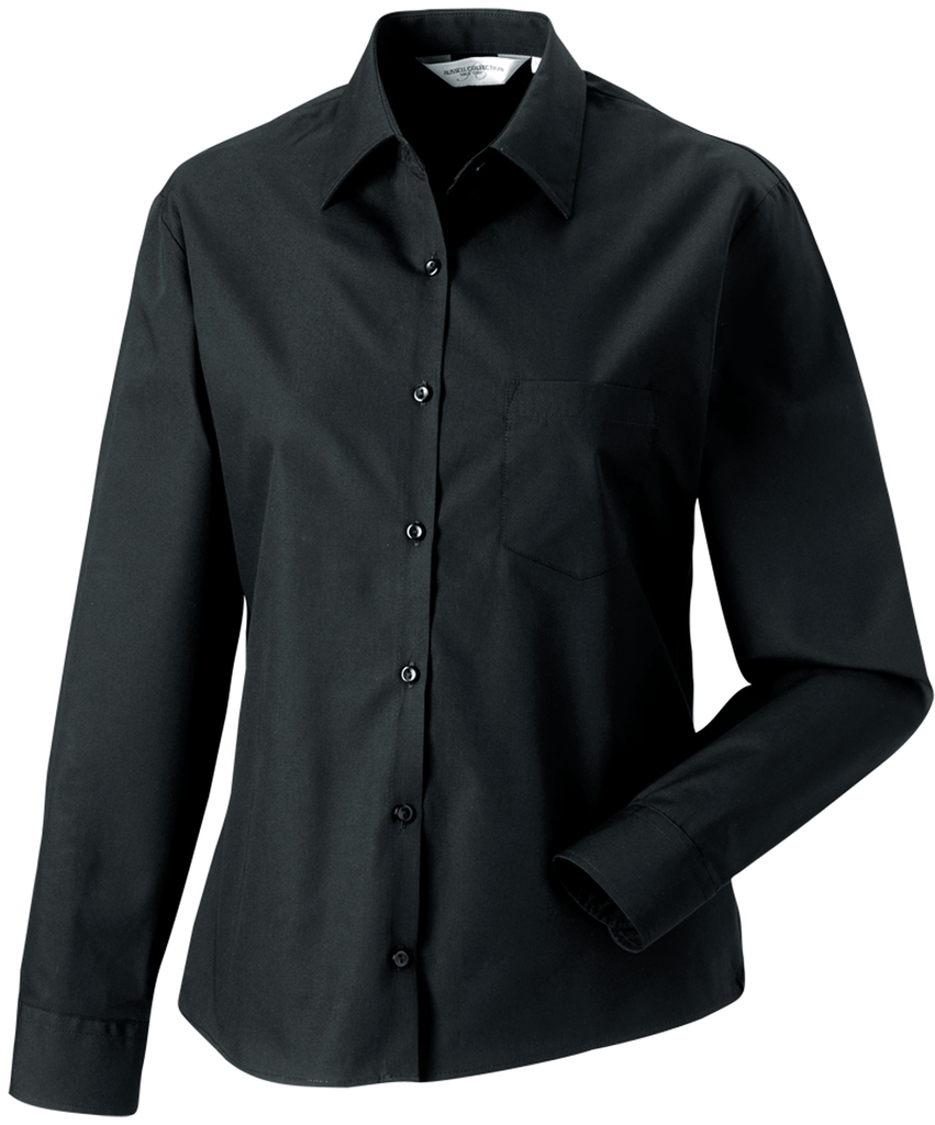 Russell Chemise femme popeline pur coton manches longues Black (RU936F)