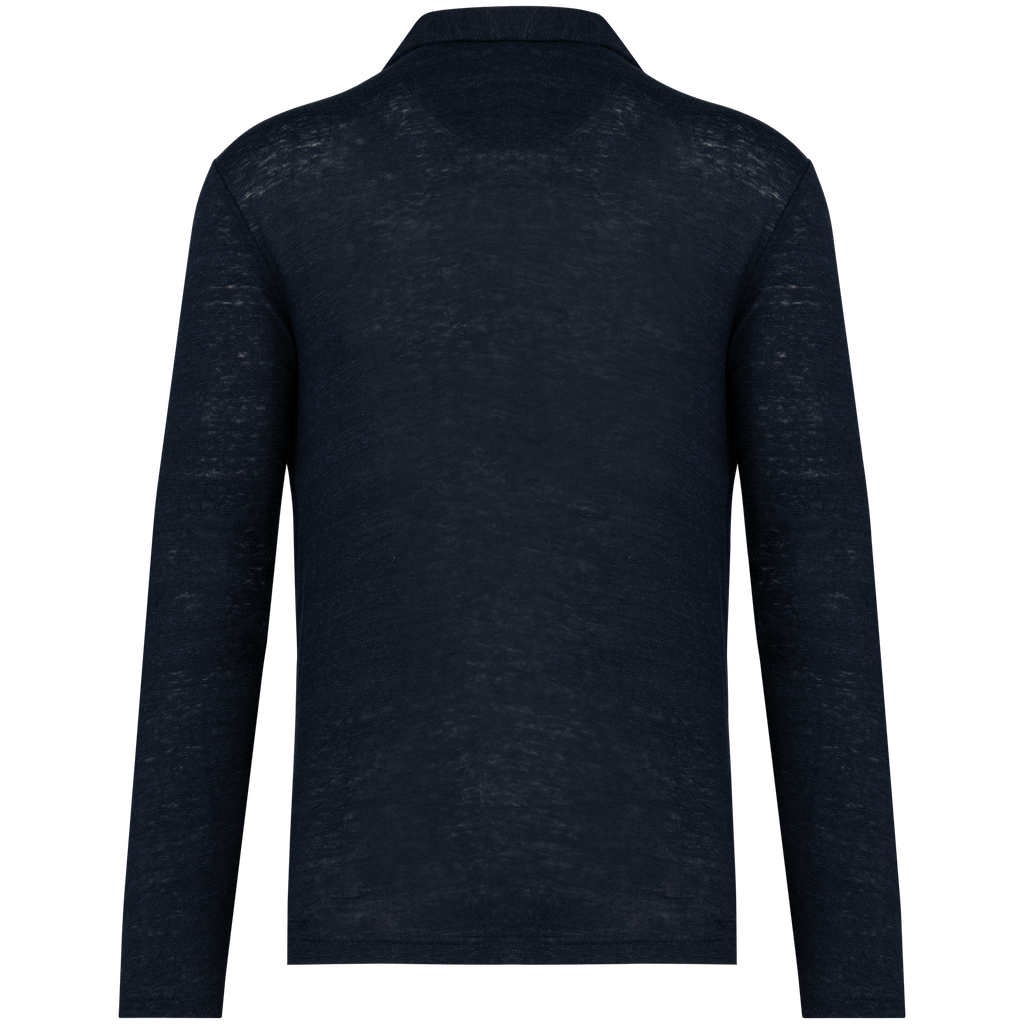 Spasso Polo manches longues en lin homme Navy Blue (SP202)