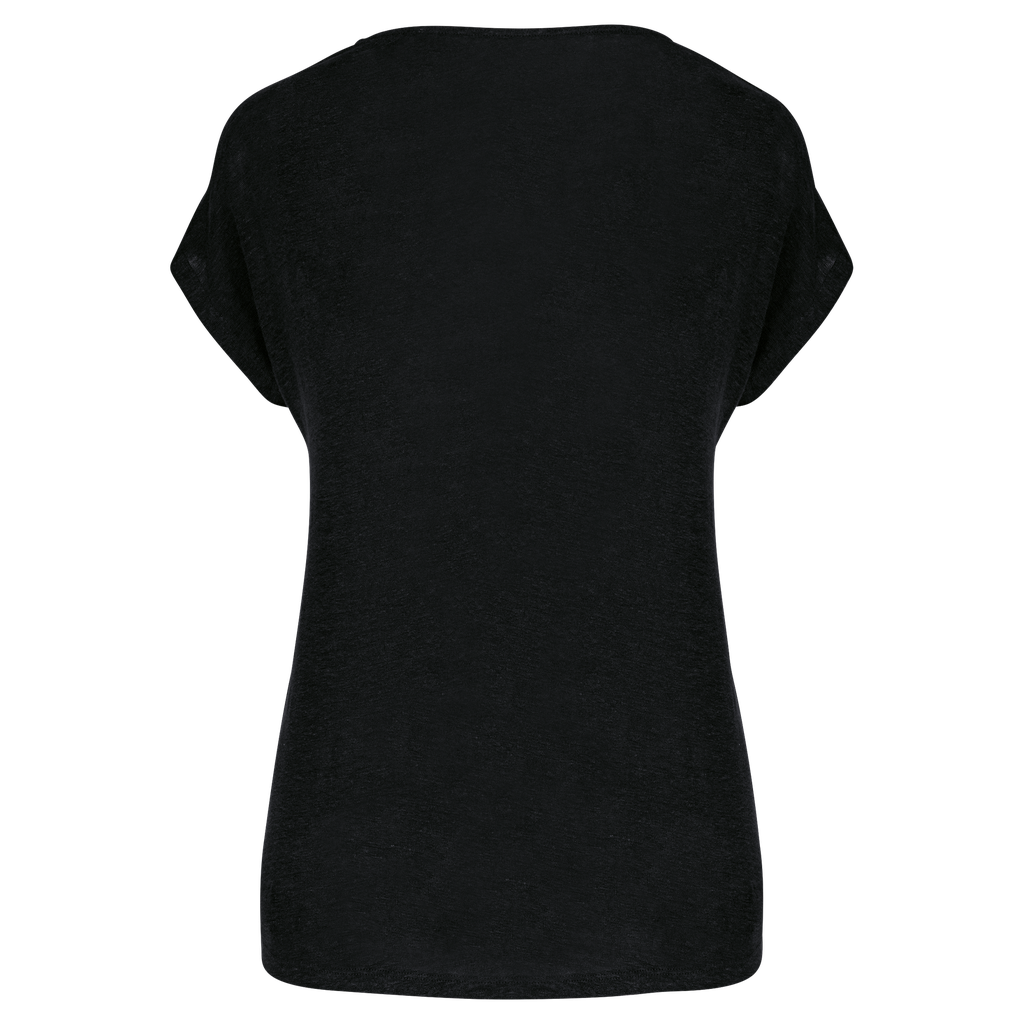 Spasso T-shirt col V en lin femme Black (SP321)