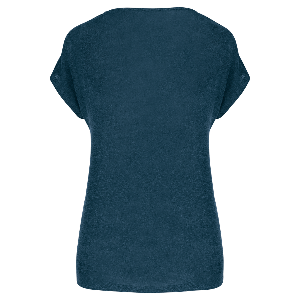 Spasso T-shirt col V en lin femme Peacock Blue (SP321)