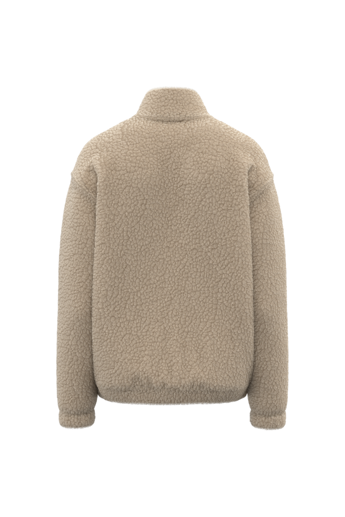 Spasso Sweat-shirt 1/4 zip à épaules tombantes en sherpa unisexe Wet Sand (SP403)